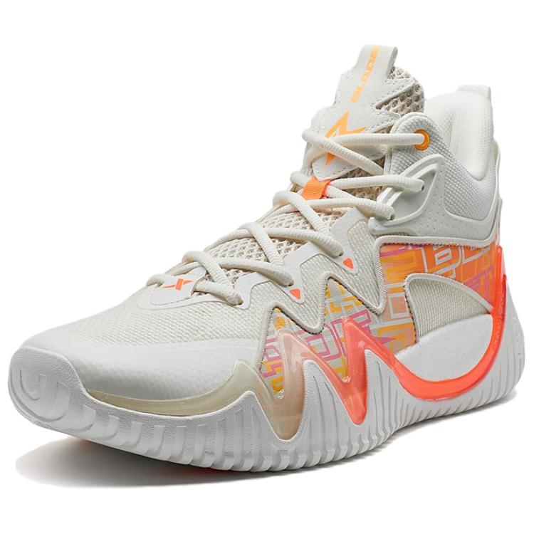 XTEP Lingren 1.5 Abrasion Resistant Coverage Lightweight Mid top Basketball Shoes Men’s White Orange