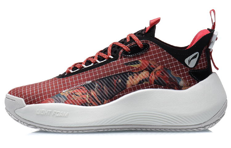 Li Ning Badfive 1 Basketball Shoes Men’s Low Top Chinese Paintings Red