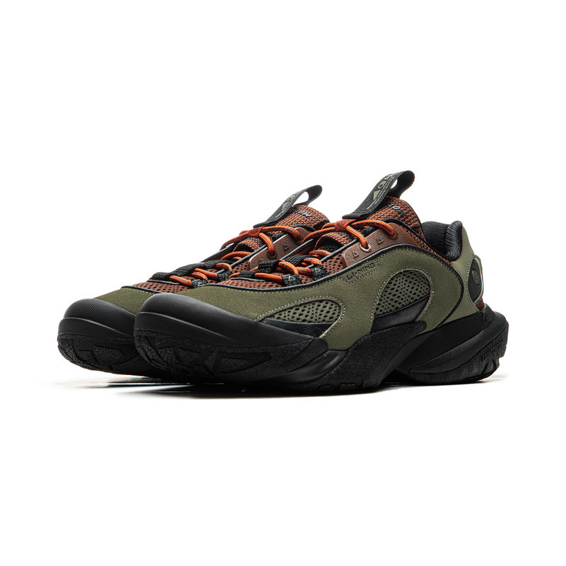 Li Ning CF Tracing, Hiking EDC Cushioning Slip Resistant Abrasion Resistant Low top Hiking Shoes Unisex Green Umber