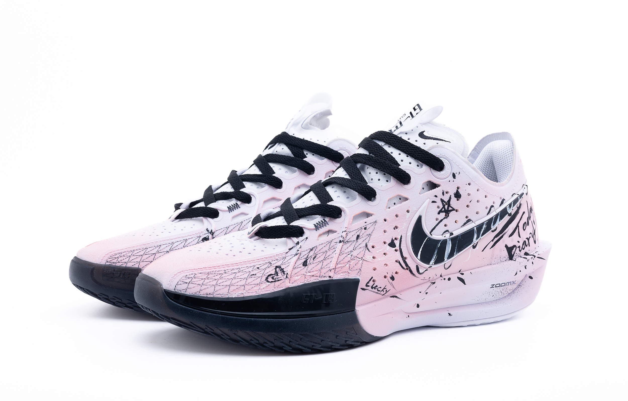 Nike G.T. Cut 3 Pink Lucky Day Slip Resistant Abrasion Resistant Low top Basketball Shoes Unisex Pink Black