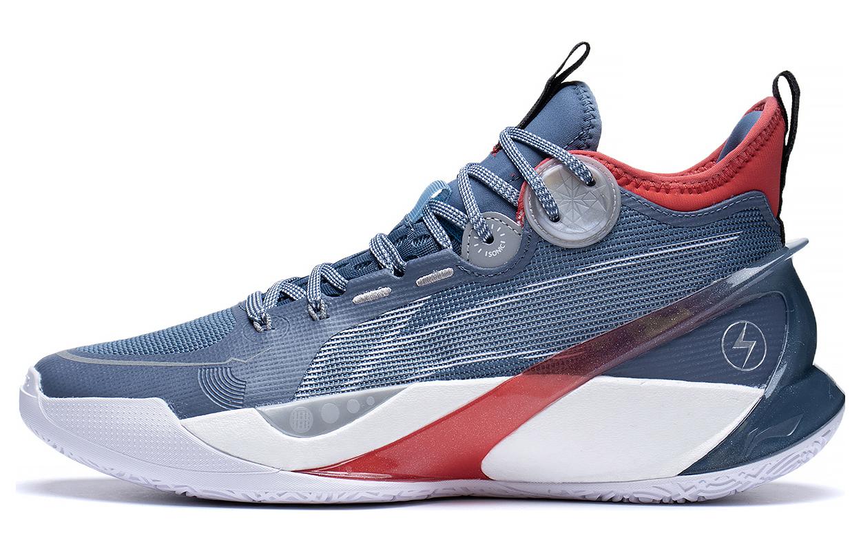Li Ning SONIC 10 Ultra Abrasion Resistant Breathable Mid top Basketball Shoes Men’s Blue White Red
