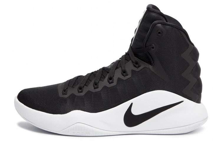 Nike Hyperdunk 2016 TB round toe lace-up, shock-absorbing, non-slip, wear-resistant, high-top basketball shoes, men's black and white