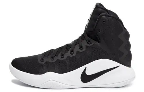 Nike Hyperdunk 2016 TB round toe lace-up, shock-absorbing, non-slip, wear-resistant, high-top basketball shoes, men's black and white