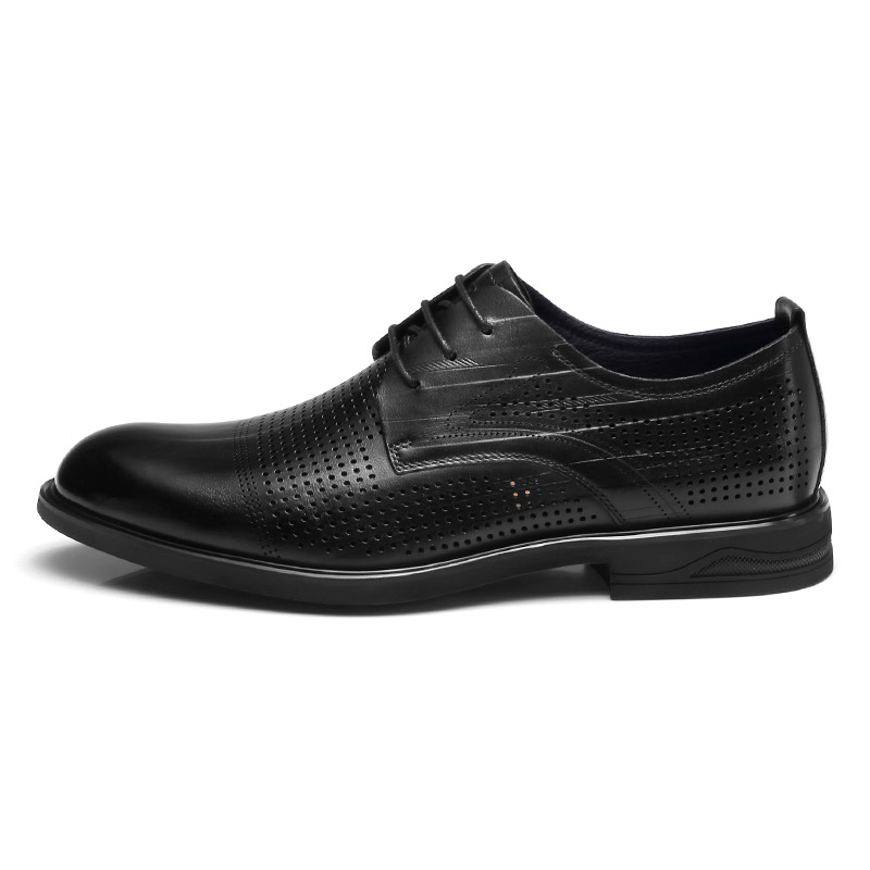 Qiangren 3515 cow leather genuine leather breathable business sandals wedding shoes hollow holes formal leather shoes men's style