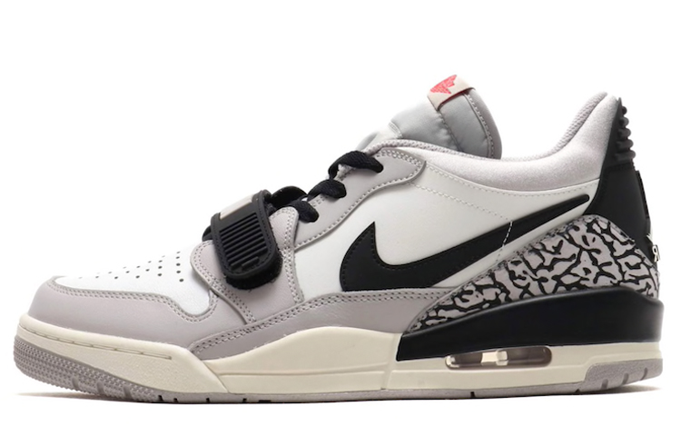 Jordan Legacy 312 Low Synthetic Leather Three-in-One Trendy Avant-garde Details Low Top Retro Basketball Shoes Men's White Gray