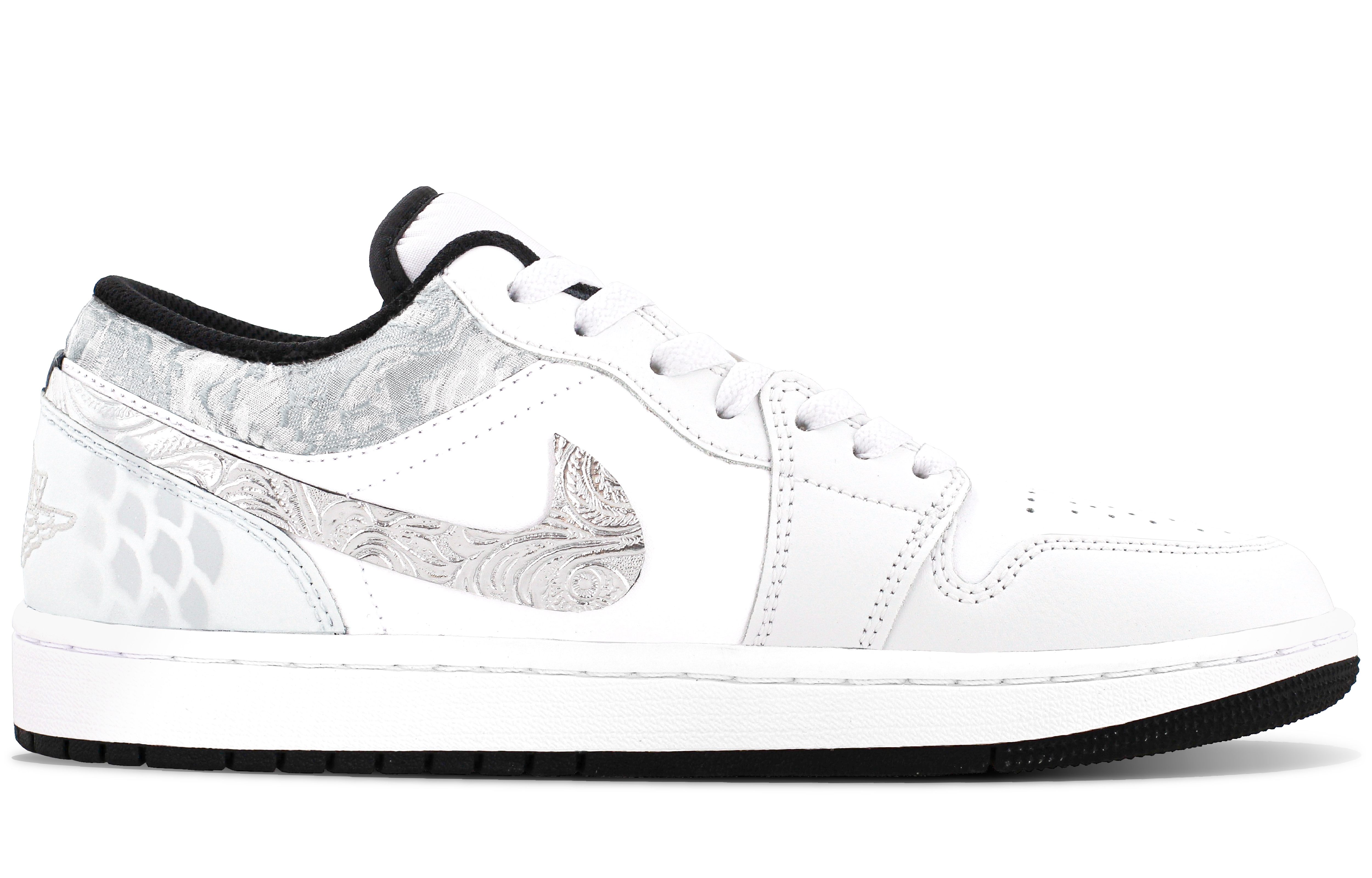 Jordan Air Jordan 1 Cushioning Slip Resistant Low top Vintage Basketball Shoes Men’s Silver Gray