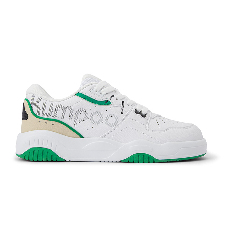 KUMPOO Abrasion Resistant Breathable Support Lightweight Rebound Low top Badminton Shoes Unisex White Green