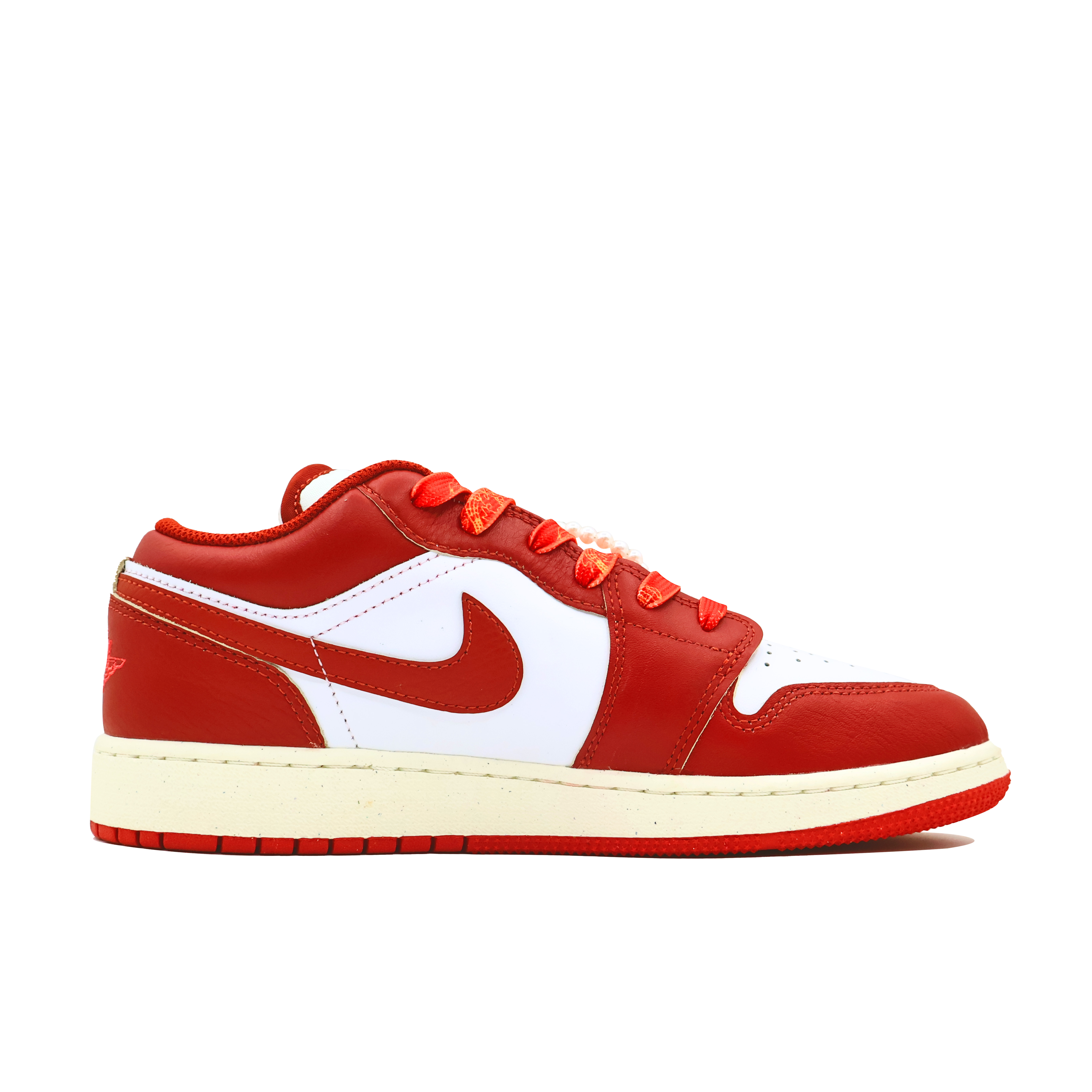 Jordan Air Jordan 1 Married In Harmony Leather Cushioning, Wear Resistant Low top Vintage Basketball Shoes GS Gold Red