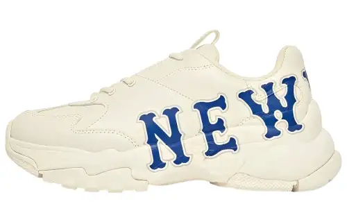 MLB Big Ball Chunky New York Yankees Trendy Slip Resistant Abrasion Resistant Low top Chunky Sneakers Unisex White Blue