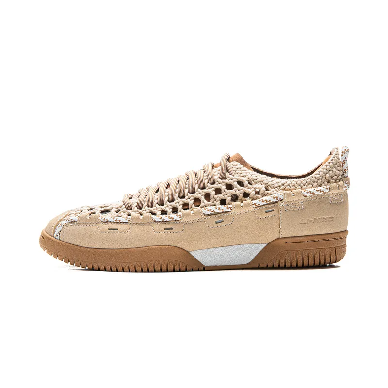 Li Ning Abrasion Resistant Breathable Abrasion Resistant Breathable Low top Table Tennis Shoes Unisex Cloud Apricot