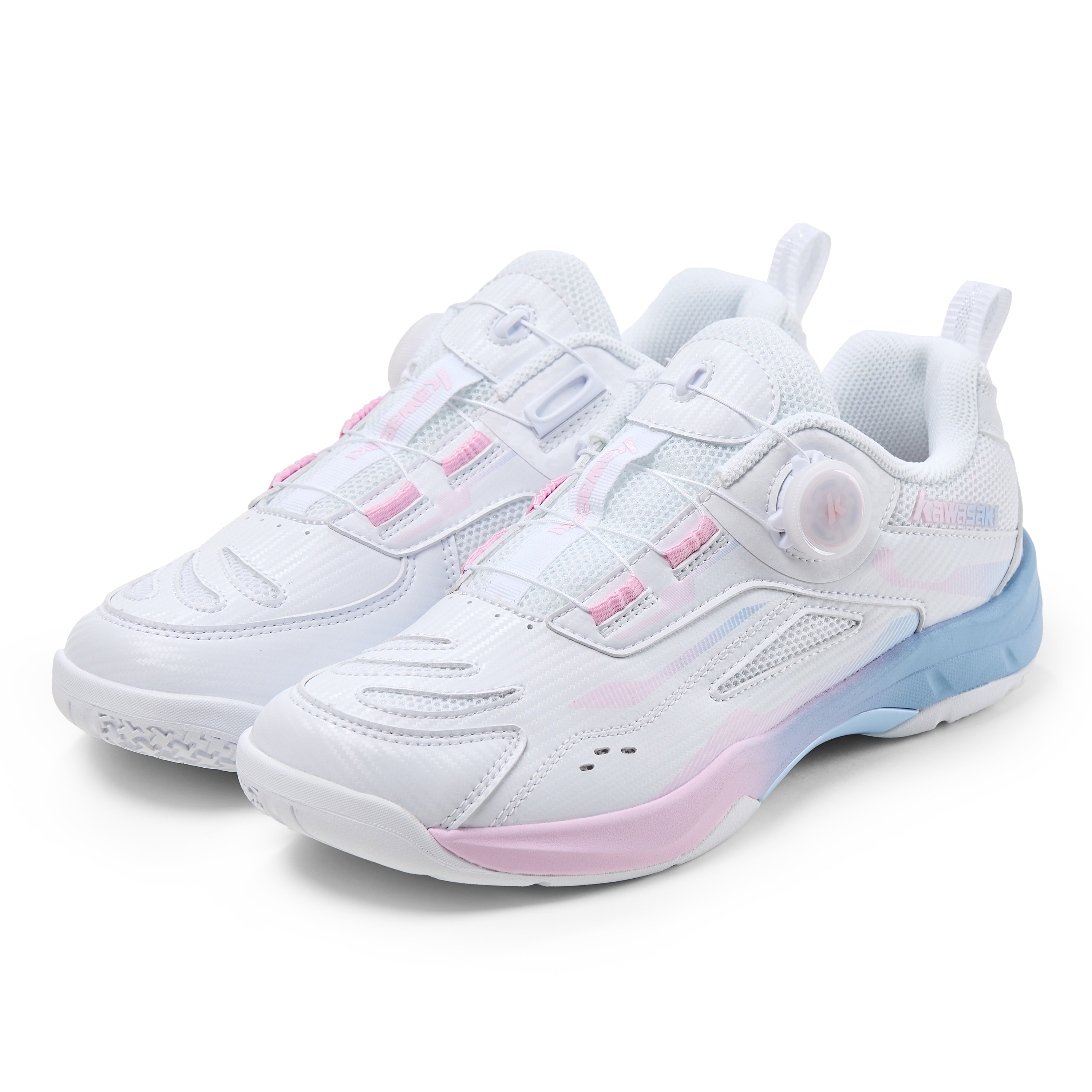 Kawasaki Cushioning Slip Resistant Coverage Low top Badminton Shoes Unisex White Pink Blue