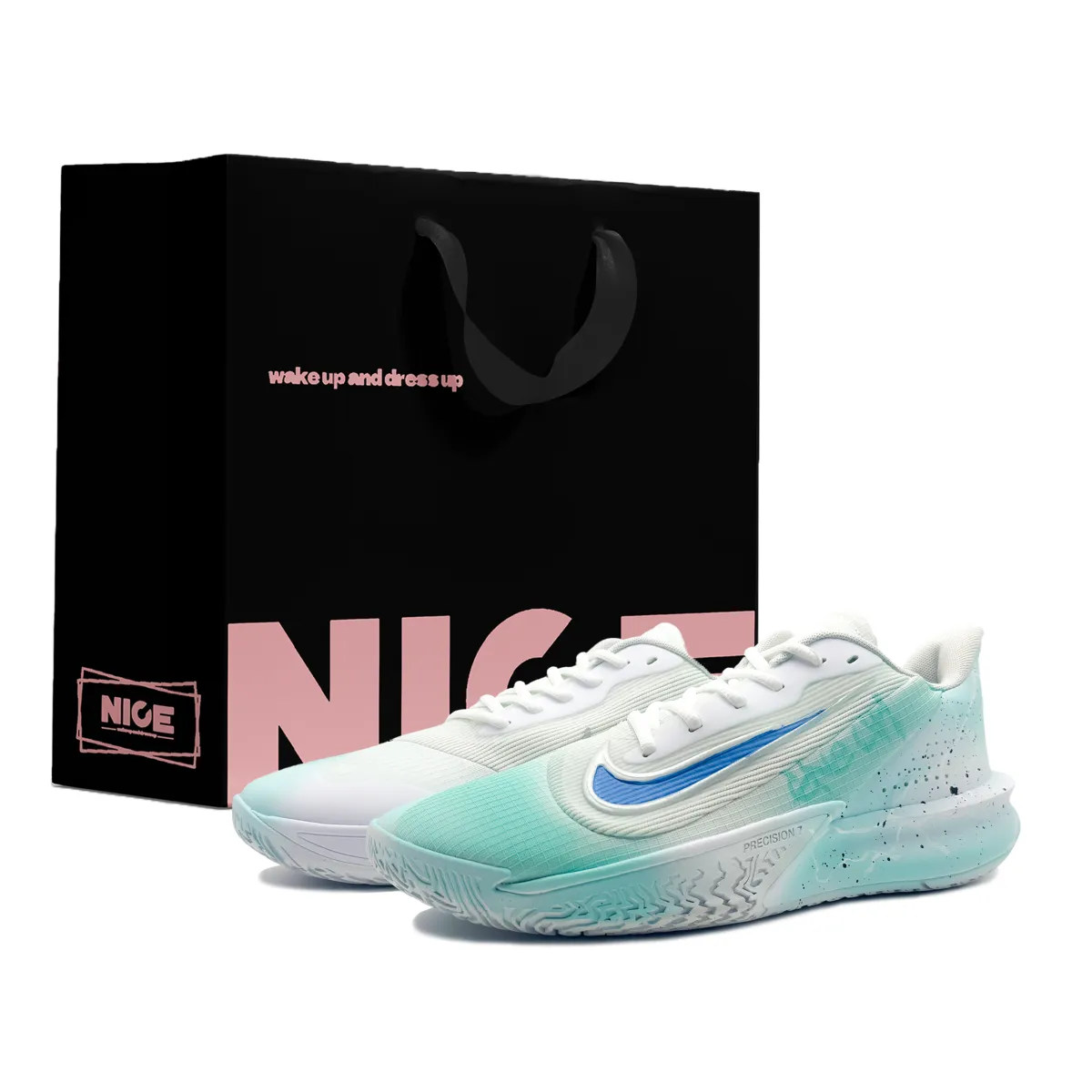 Nike Precision 7 Abrasion Resistant Low top Basketball Shoes Men's Mint Green