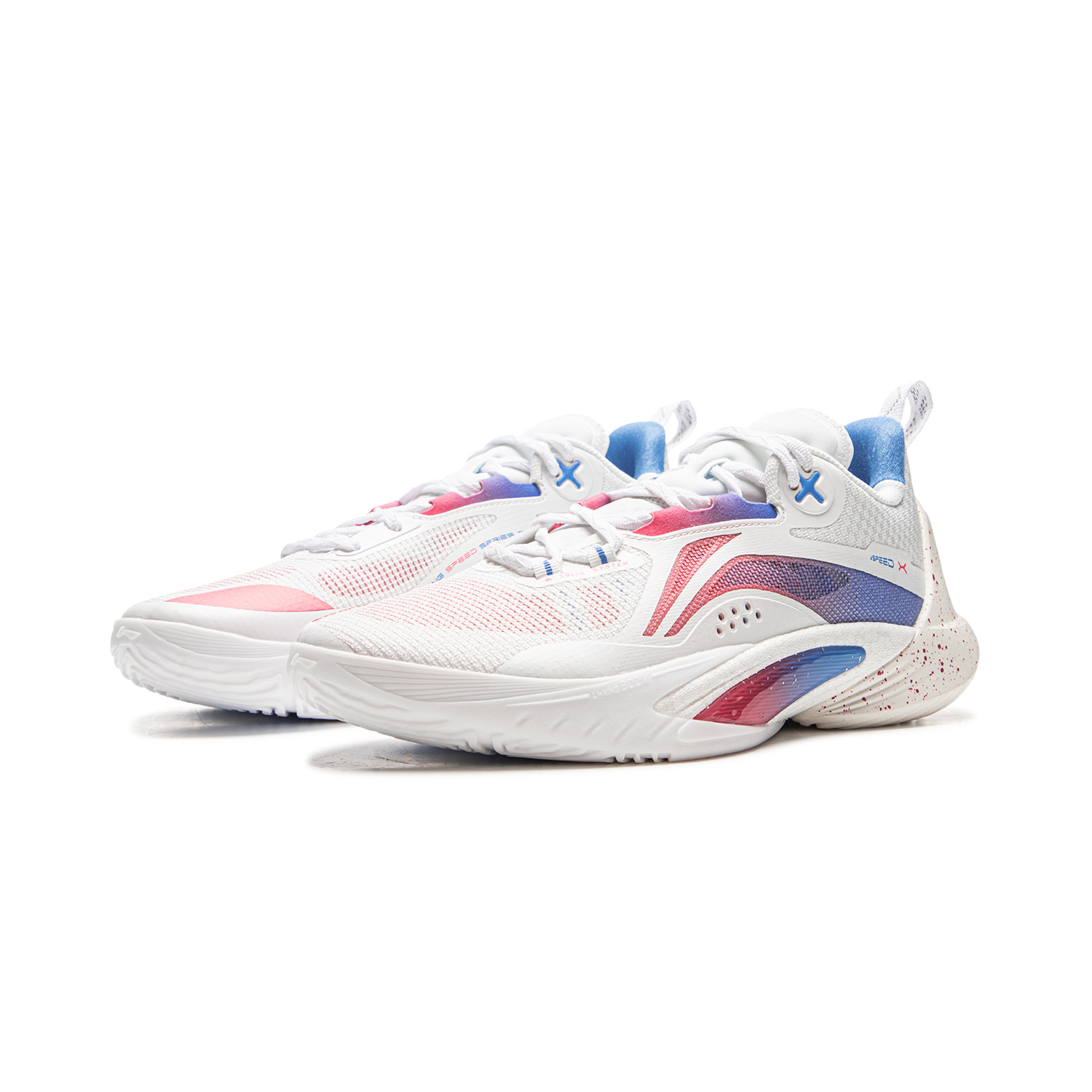 Li Ning Speed 10 Cushioning Slip Resistant Abrasion Resistant Breathable Low top Basketball Shoes Men’s White Pink Blue