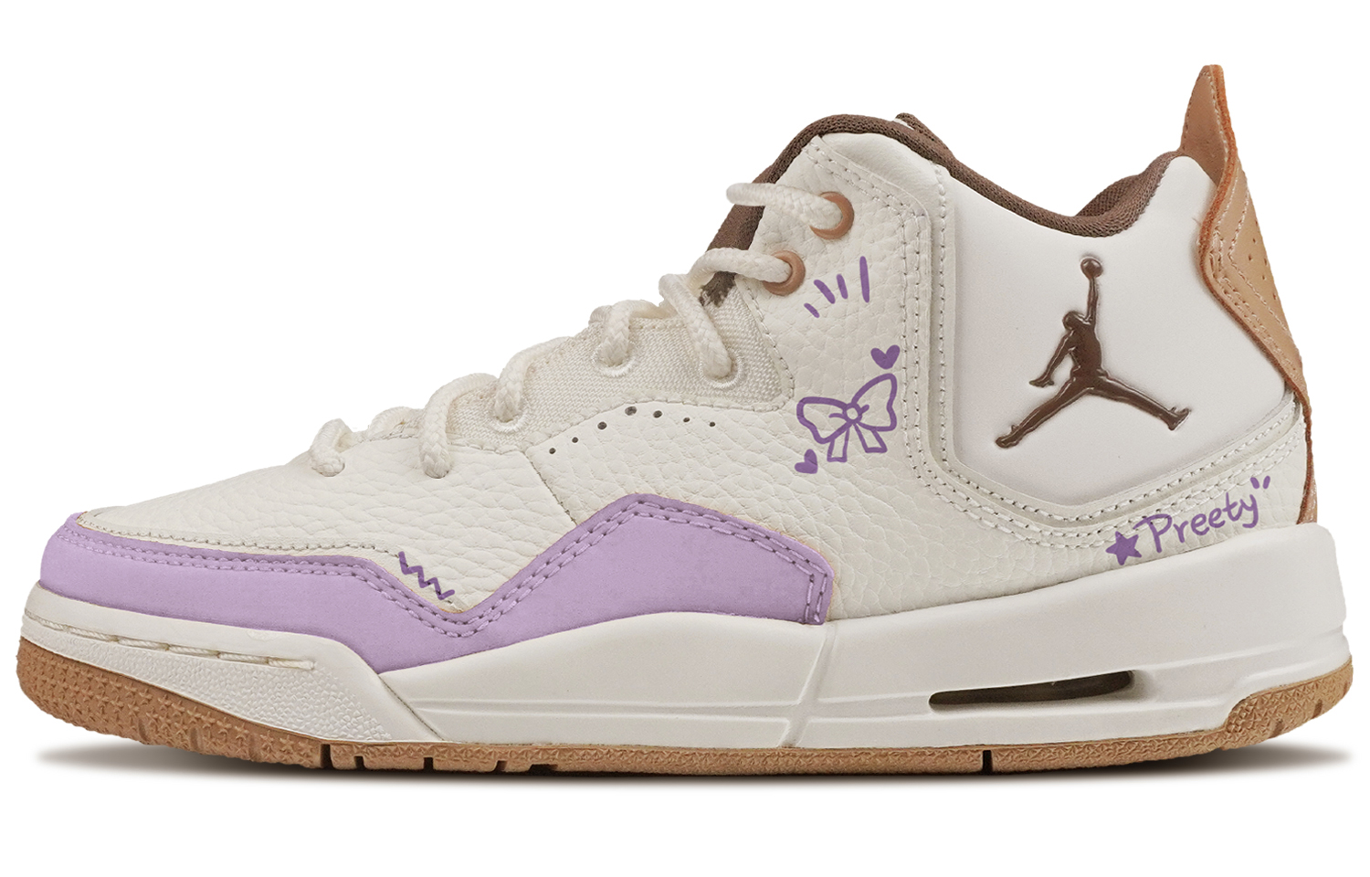Jordan Courtside 23 Slip Resistant Abrasion Resistant Mid top Basketball Shoes Women’s Beige Purple