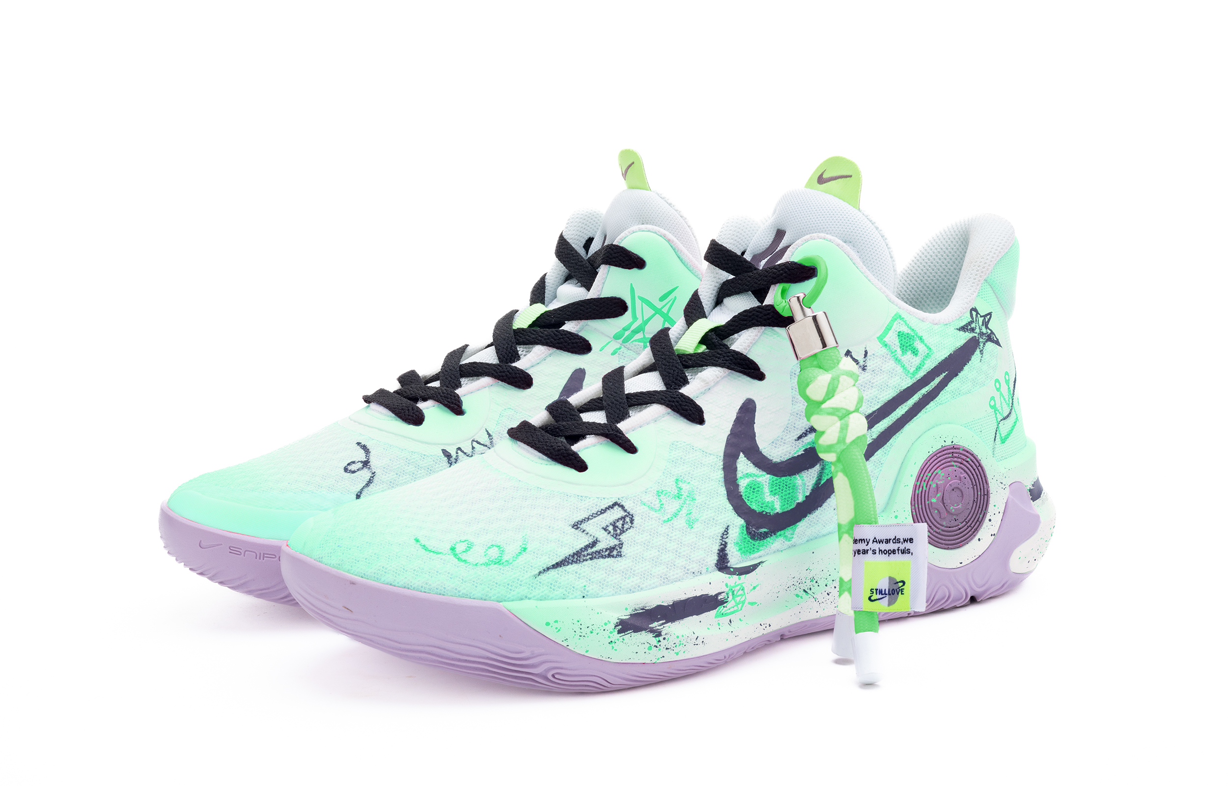 Nike KD Trey 5 IX Hand Drawn Graffiti Slip Resistant Abrasion Resistant Mid top Vintage Basketball Shoes Men’s Green