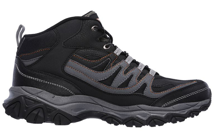 Skechers After Burn Memory Leather Cushioning, Wear Resistant Mid top Mountaineering Hiking Shoes Men’s Black
