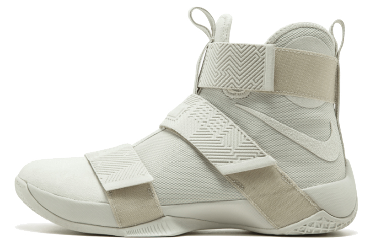 Nike Zoom soldier 10 SFG Lux 'Bone' James soldier 10 round toe shock-absorbing anti-slip lightweight high-top basketball shoes men's gray