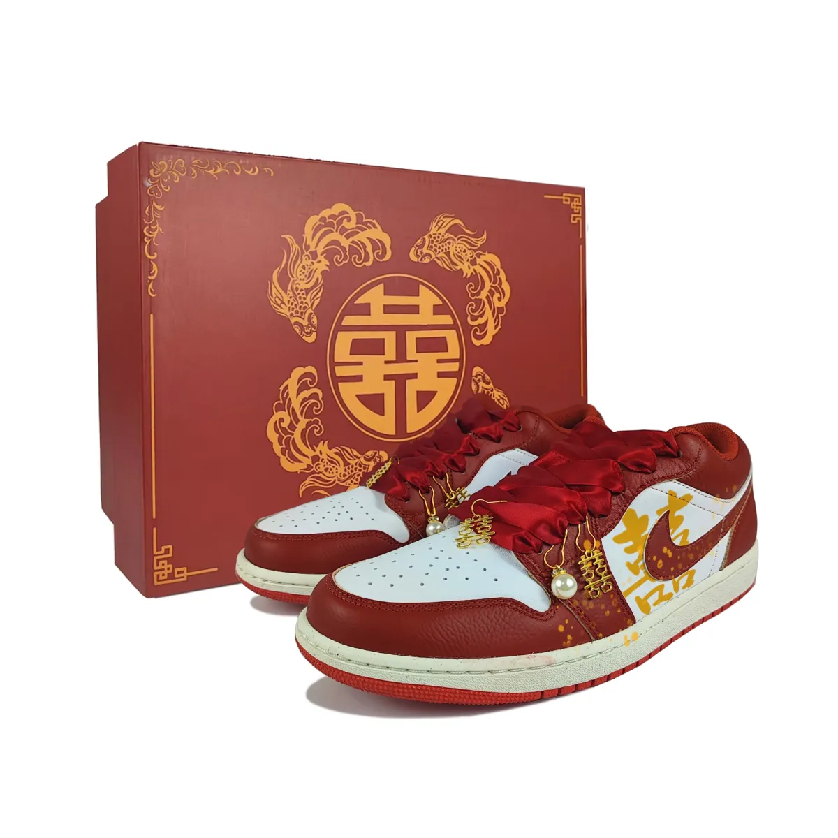 Jordan Air Jordan 1 Abrasion Resistant Low top Vintage Basketball Shoes Men's Red White