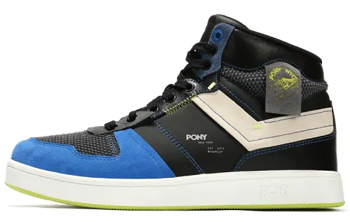 Pony CityWings Cushioning High top Vintage Basketball Shoes Unisex Black Blue