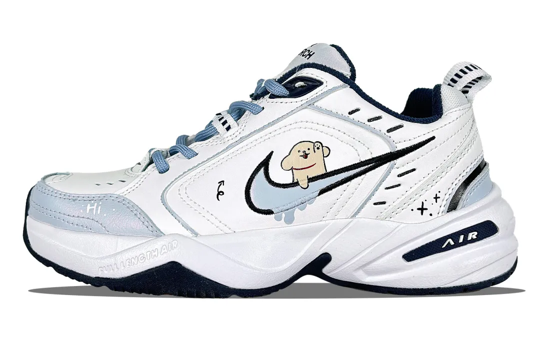 Nike Air Monarch 4 Blue Dog Slip Resistant Low top Chunky Sneakers Unisex Blue White