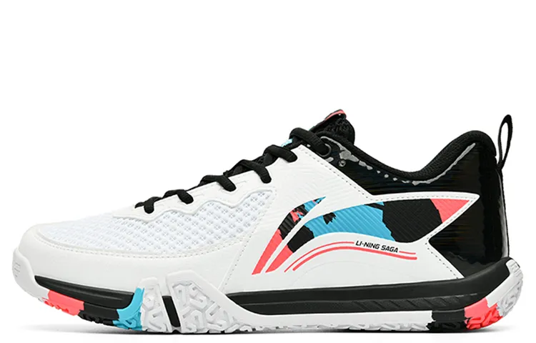 Li Ning Saga 2 Lite Cushioning Slip Resistant Abrasion Resistant Low top Badminton Shoes Unisex White
