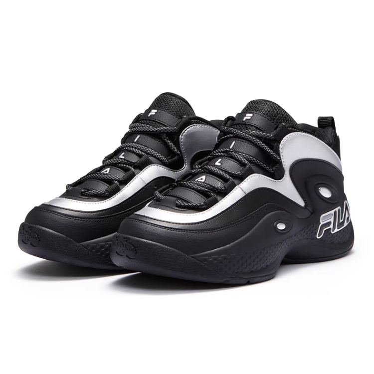 FILA FUSION GH3 Abrasion Resistant Mid top Vintage Basketball Shoes Men’s Black Silver