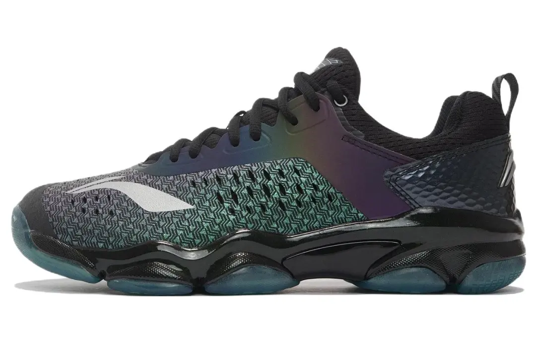 Li Ning Sonic Boom 1.0 Gradient Cushioning Slip Resistant Abrasion Resistant Low top Badminton Shoes Men's Black Blue