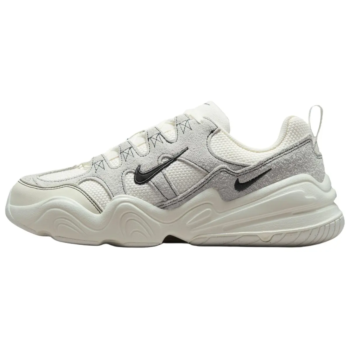 Nike Tech Hera Textile, Leather Slip Resistant Abrasion Resistant Low top Chunky Sneakers Women's White