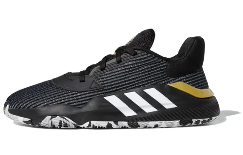 Adidas Pro Bounce Madness 2019 shock-absorbing, non-slip, wear-resistant, low-top basketball shoes, men's black, gold and white