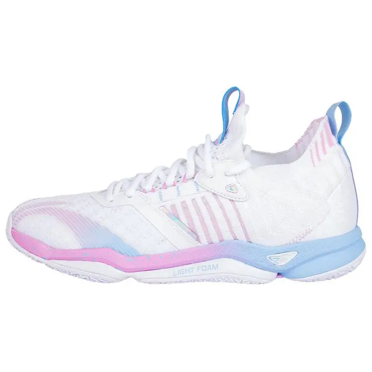 Li Ning Raid Slip Resistant And Breathable Low top Badminton Shoes Unisex White Pink