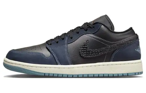 Jordan 1 Low SE Black Dark Obsidian Snakeskin Women's