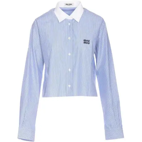 MIU MIU Shirts Women's Blue Lapel Moderate Other