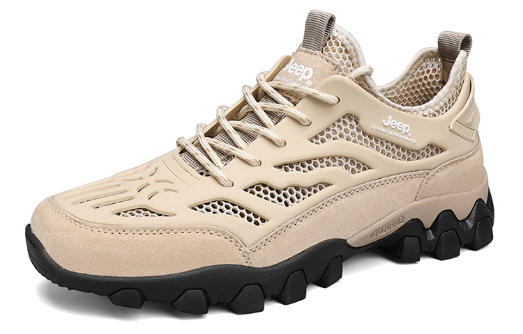 Jeep Textile, Leather Abrasion Resistant Waterproof Lightweight Low top Outdoor Shoes Men’s Sand