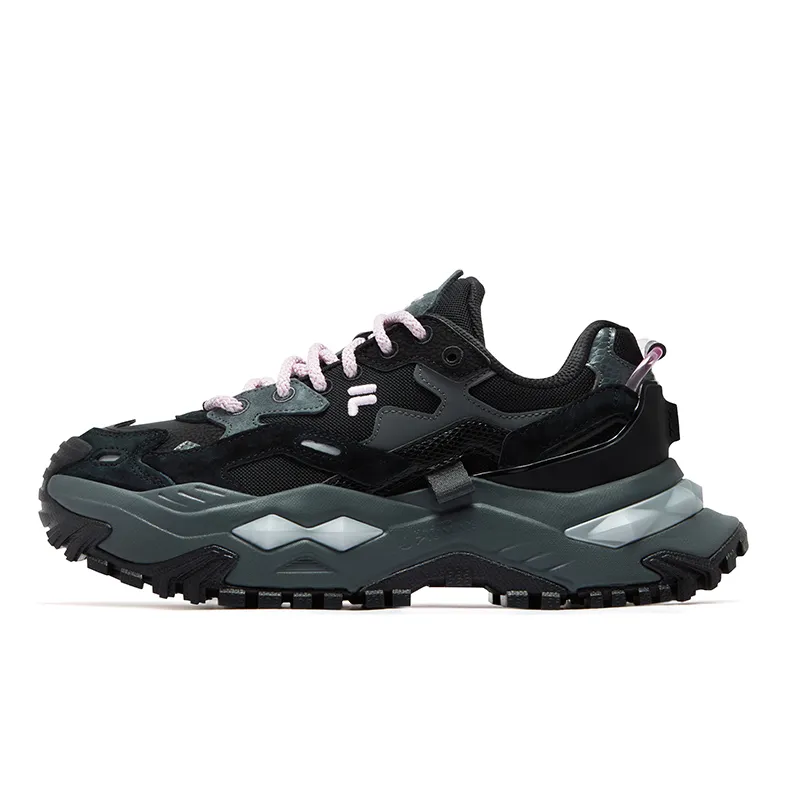FILA FUSION Bianco Colored Black Sugar Dirty Coffee Height Increasing Chunky Sneakers Women's Black Gray