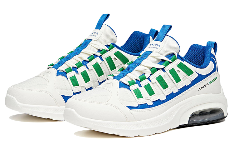 Anta Variety Training Collection Cushioning Slip Resistant Low top Training Shoes White Blue Green