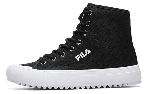 FILA Trail Abrasion Resistant High top Canvas Shoes Women's Black White