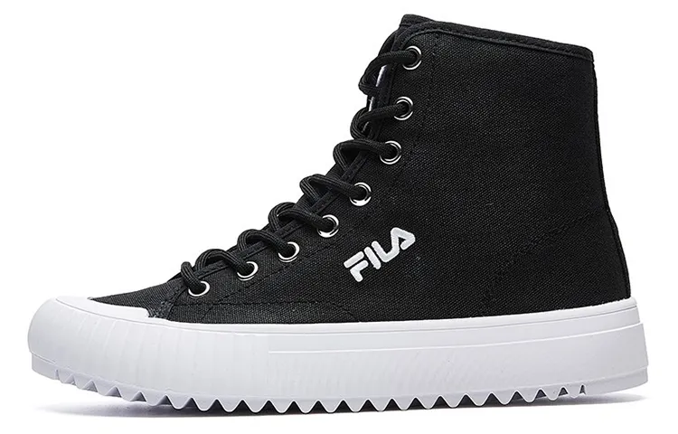 FILA Trail Abrasion Resistant High top Canvas Shoes Women's Black White