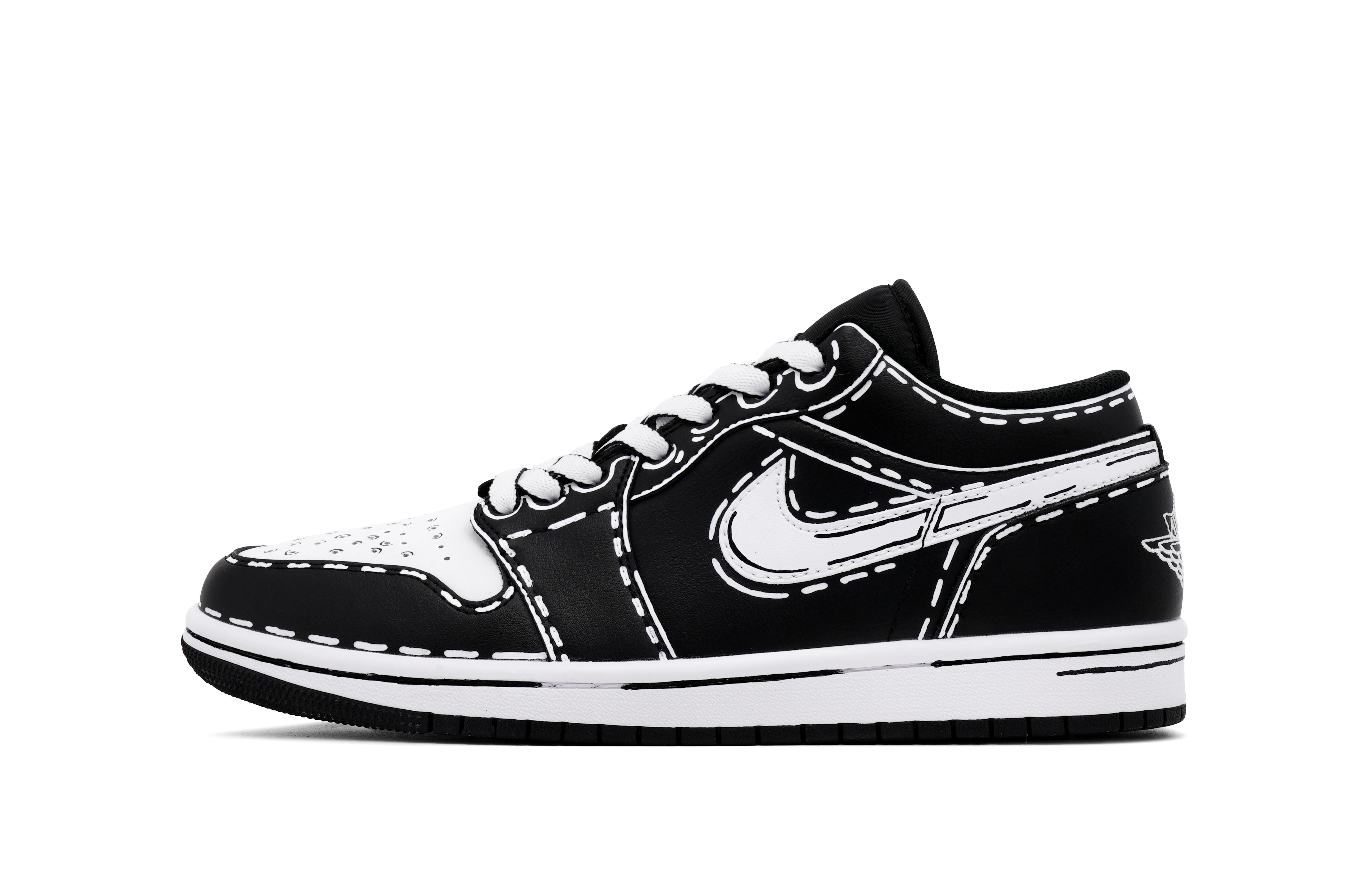 Jordan Air Jordan 1 Low’Orca’ Slip Resistant Abrasion Resistant Low top Vintage Basketball Shoes Unisex Black