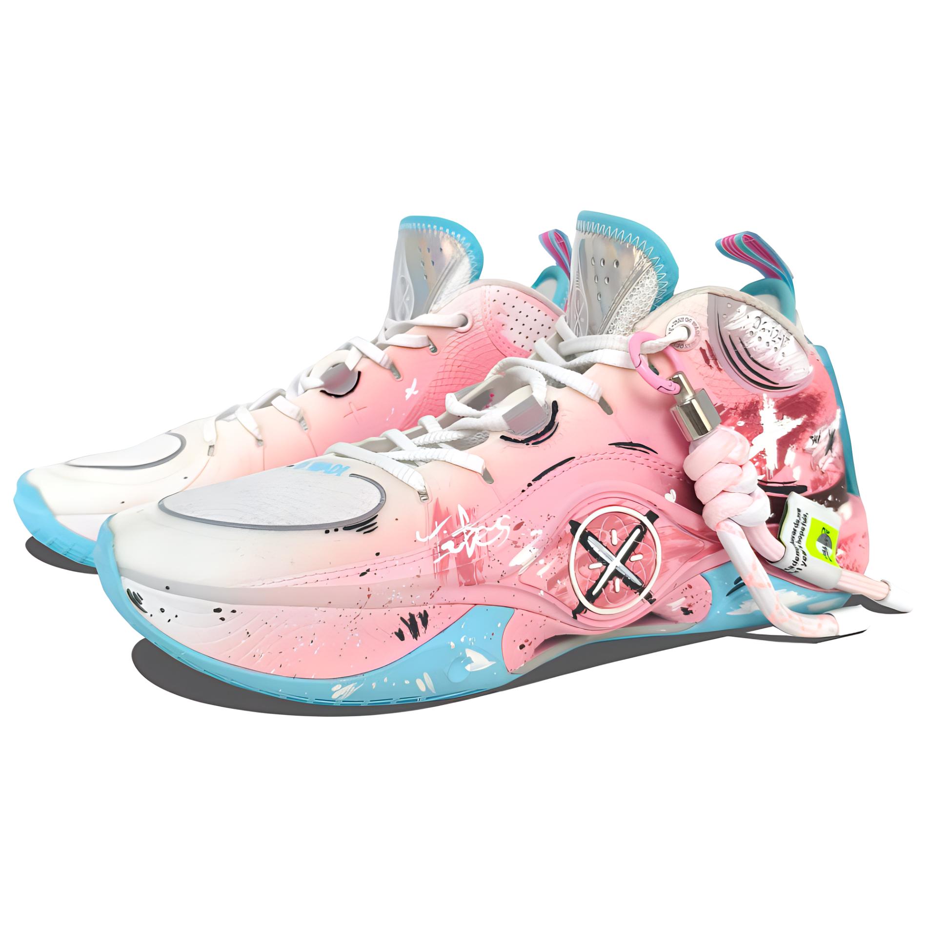 Li Ning Cushioning Breathable Rebound Cushioning Breathable Rebound Mid top Basketball Shoes Men’s Pink