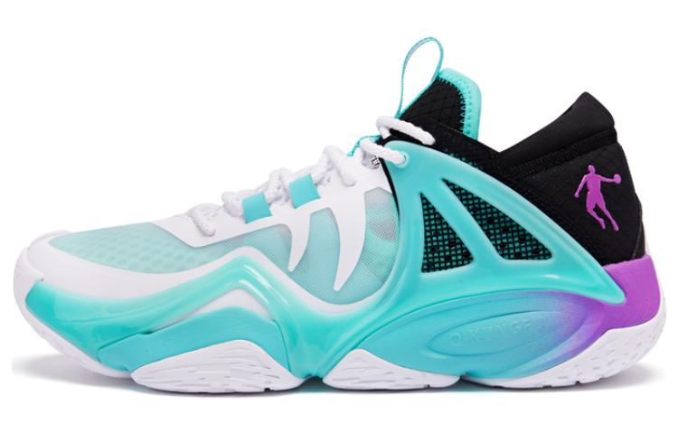 QIAODAN Slip Resistant Abrasion Resistant Slip Resistant Abrasion Resistant Low top Basketball Shoes Men’s Green Purple