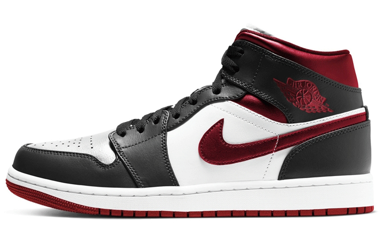 Jordan Air Jordan 1 mid \"metallic red\" trend mid-top retro basketball shoes men's white black red