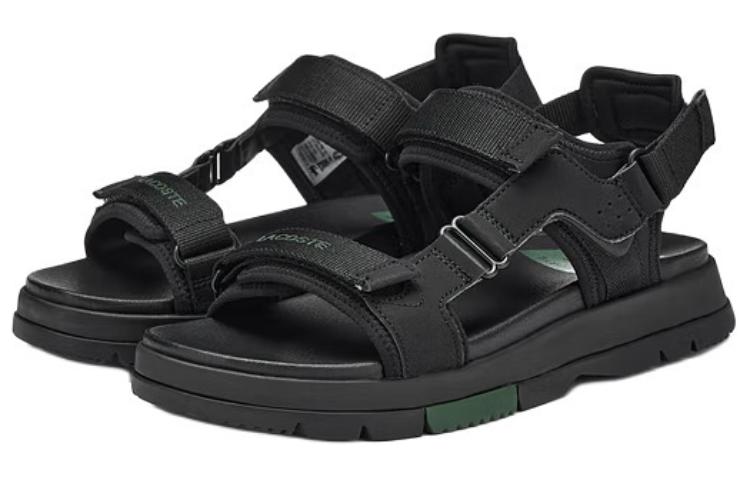LACOSTE Fabric Beach Sandals Men's Black
