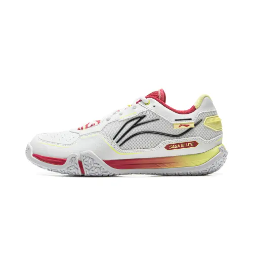 Li Ning Cushioning Slip Resistant Abrasion Resistant Low top Badminton Shoes Unisex Gray Red
