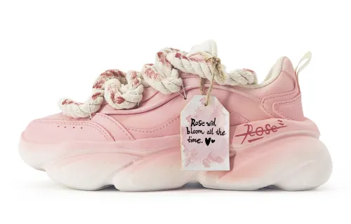 Anta Cat Paw Slip Resistant And Abrasion Resistant Coverage Low top Chunky Sneakers Women's Beige Pink