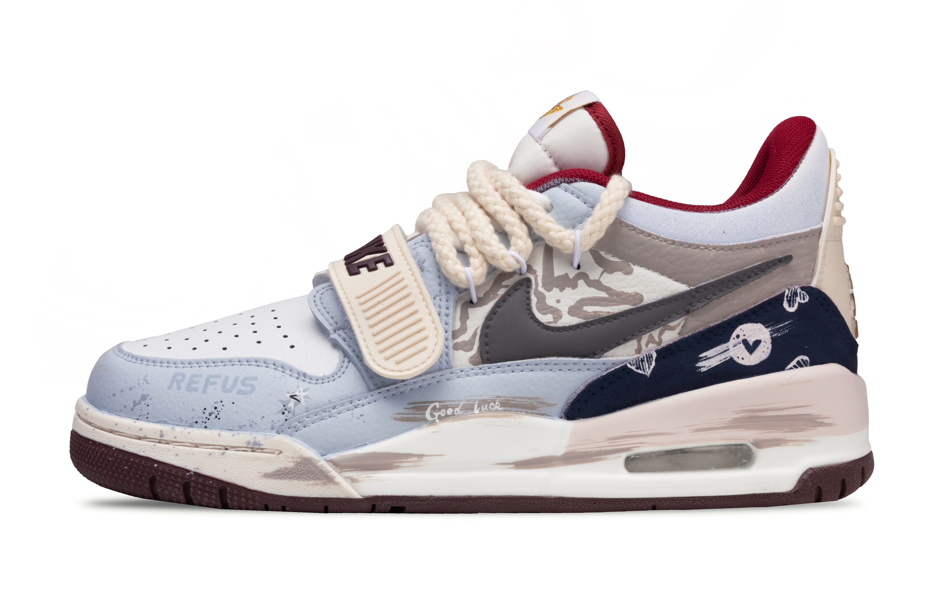Jordan Legacy 312 Raspberry Synthetic Leather Abrasion Resistant Low top Vintage Basketball Shoes Men’s Red Blue