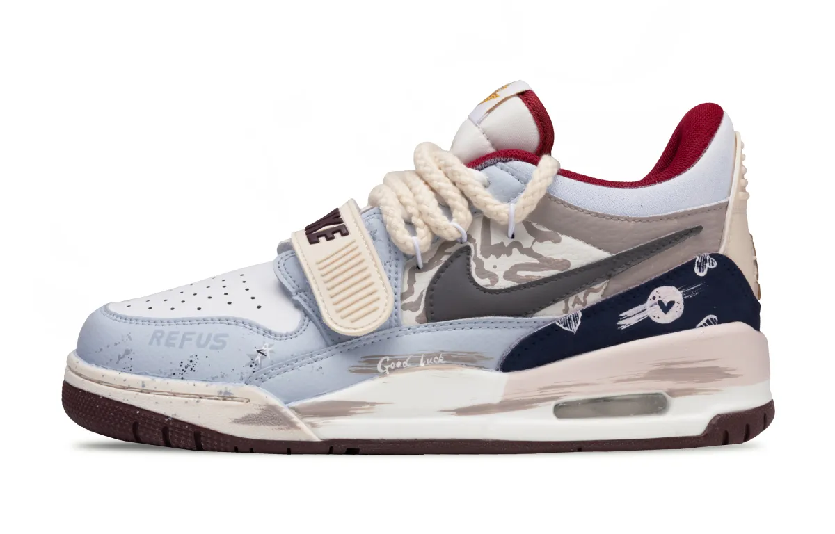 Jordan Legacy 312 Raspberry Synthetic Leather Abrasion Resistant Low top Vintage Basketball Shoes Men's Red Blue