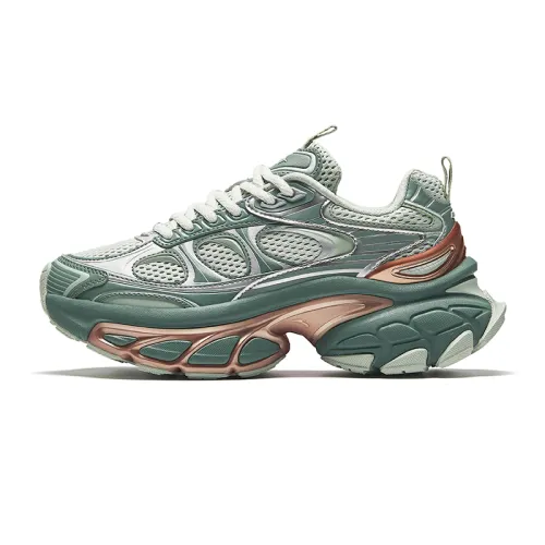 Anta Height Increasing Low top Chunky Sneakers Women's Green Silver