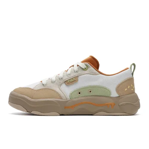 FILA BURGER Hamburger Shoes Breathable And Lightweight Low top Canvas Shoes Men's White Brown