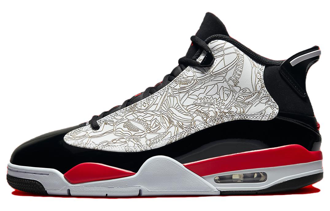Jordan Dub Zero Cushioning Slip Resistant Abrasion Resistant Mid top Vintage Basketball Shoes Men's White Black Red