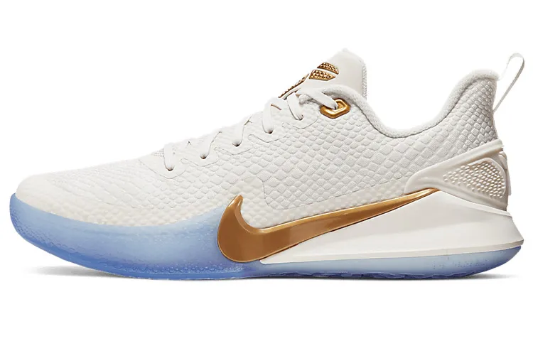 Nike Mamba Focus Cushioning Abrasion Resistant Support Low top Basketball Shoes Men's Metallic White